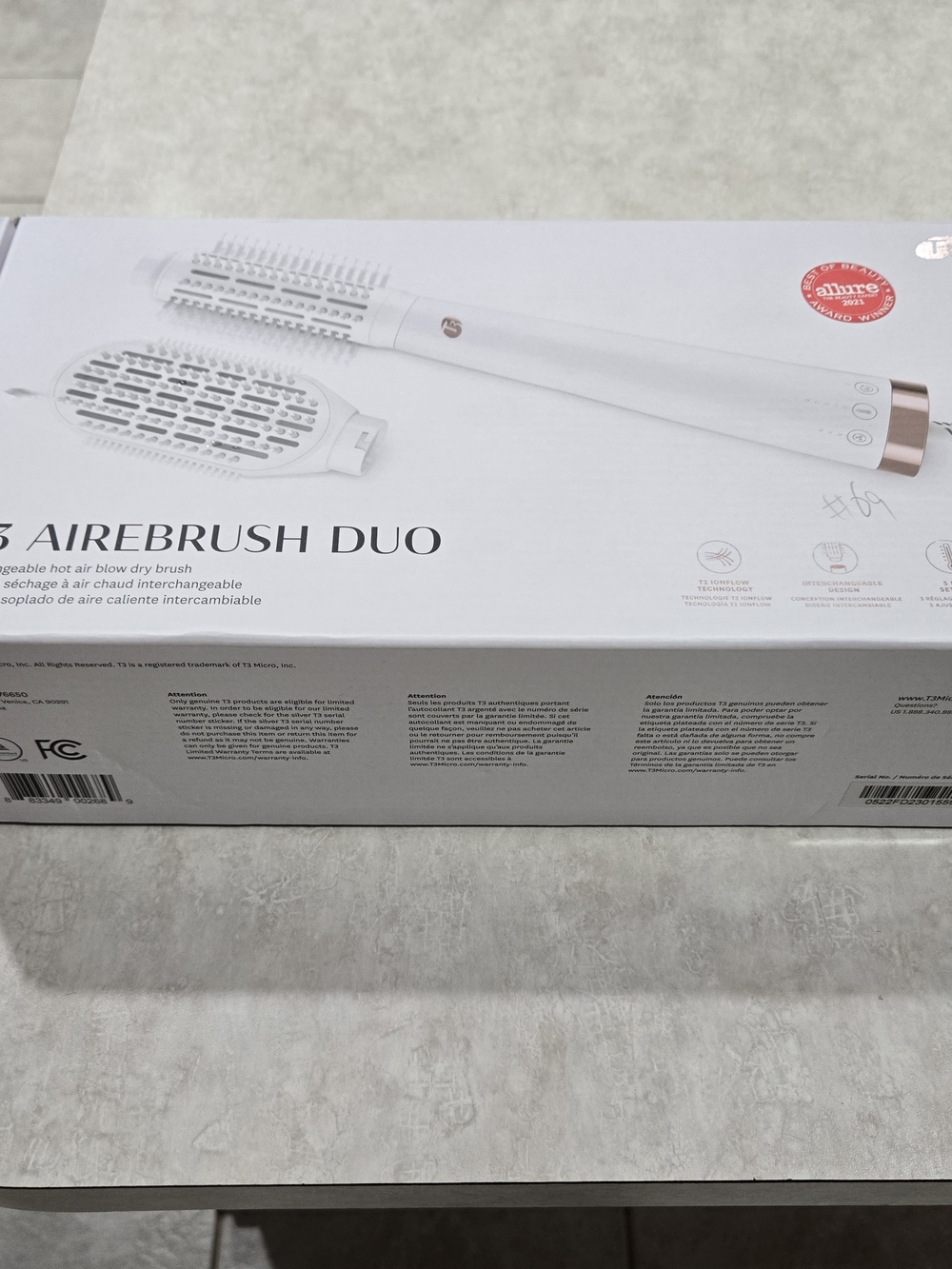 T3 AireBrush Duo Hot Air Brush - White with Rose Gold Trim